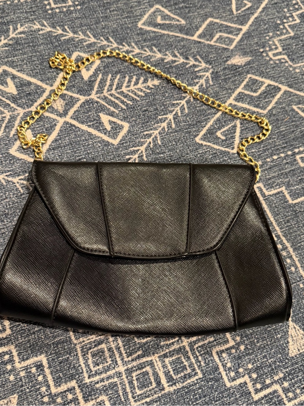Elegant Black Clutch with Gold Chain Strap